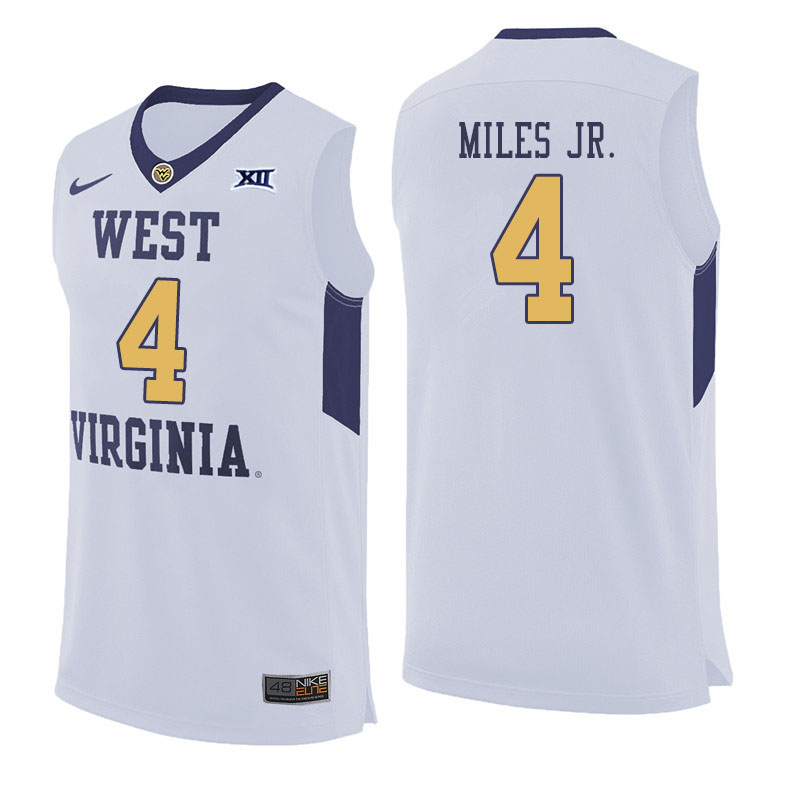 Men #4 Daxter Miles Jr. West Virginia Mountaineers College Basketball Jerseys Sale-White